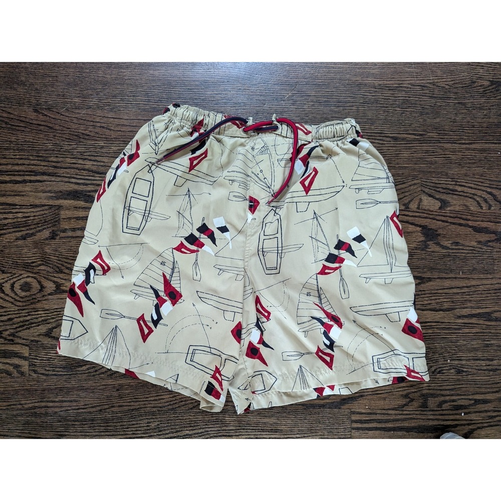 ROUNDTREE & YORKE Nautical Swim Shorts Trunks Mens Size M Mesh Lining Pockets